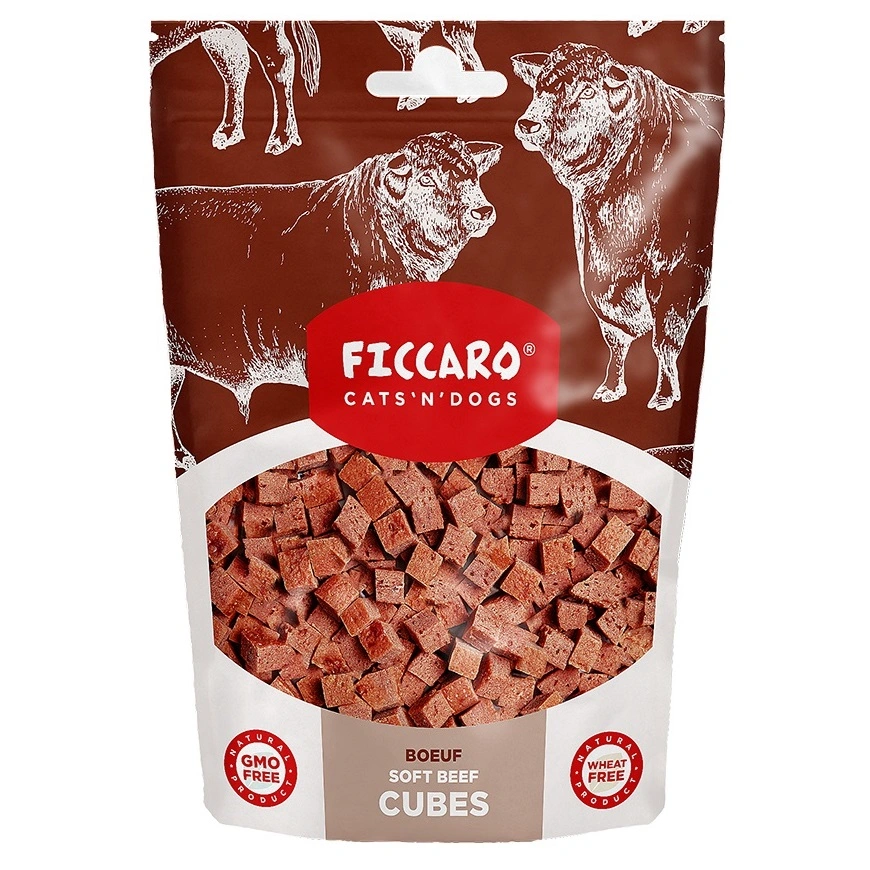 FICCARO Hundesnack Okse Soft Cubes - bløde tern af okse 100 g